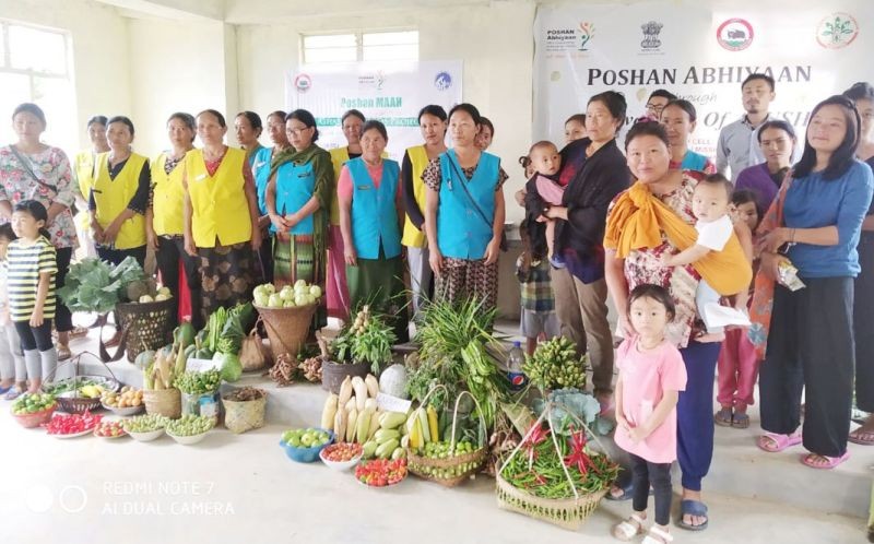 Ghathashi ICDS celebrated Poshan Maah under the supervision of the Social and Welfare department on convergence with the Medical department under Pughoboto sub-division from September 1 to 30 at Lazami village. (DIPR Photo) 